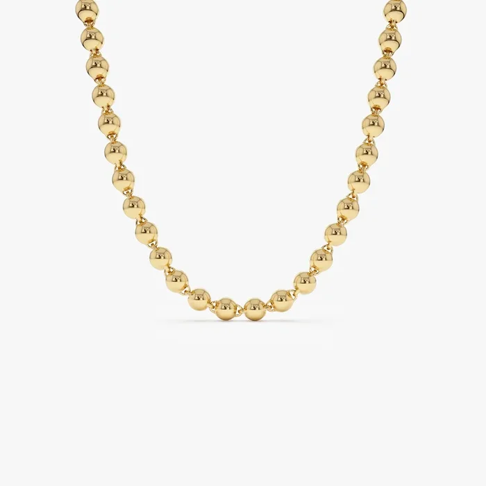 14K Gold 5 MM Bead Necklace