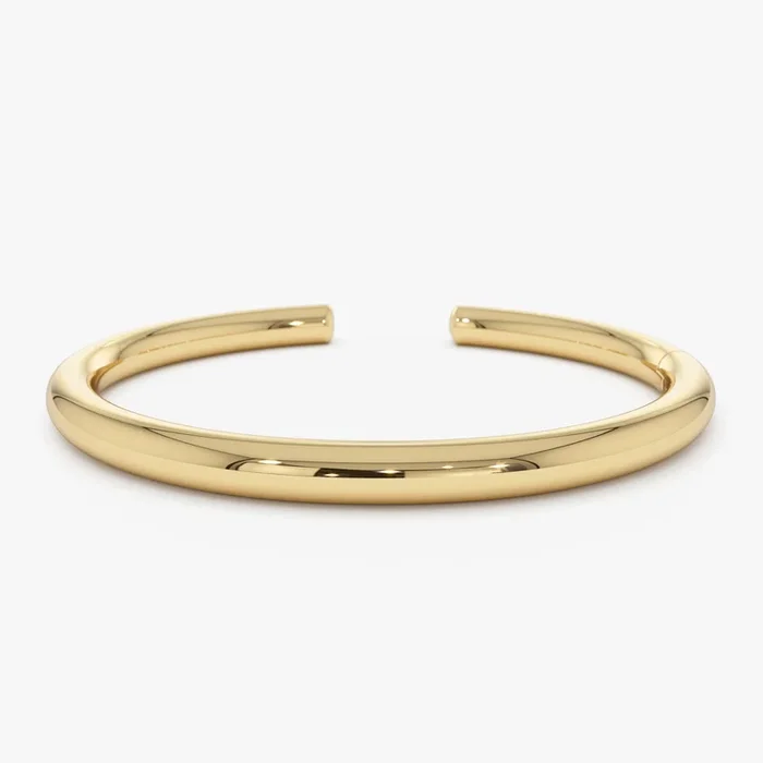 14K Gold 5MM Thick Open Cuff Bangle Bracelet