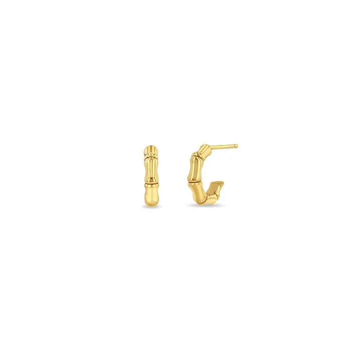 14k Gold Bamboo Huggie Hoops – SALE