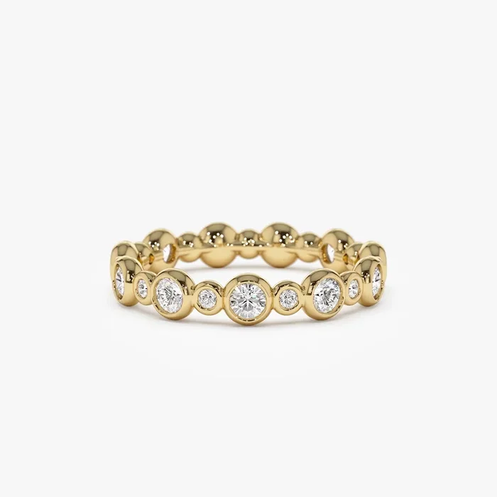 14k Gold Bubble Diamond 3/4 Eternity Wedding Ring