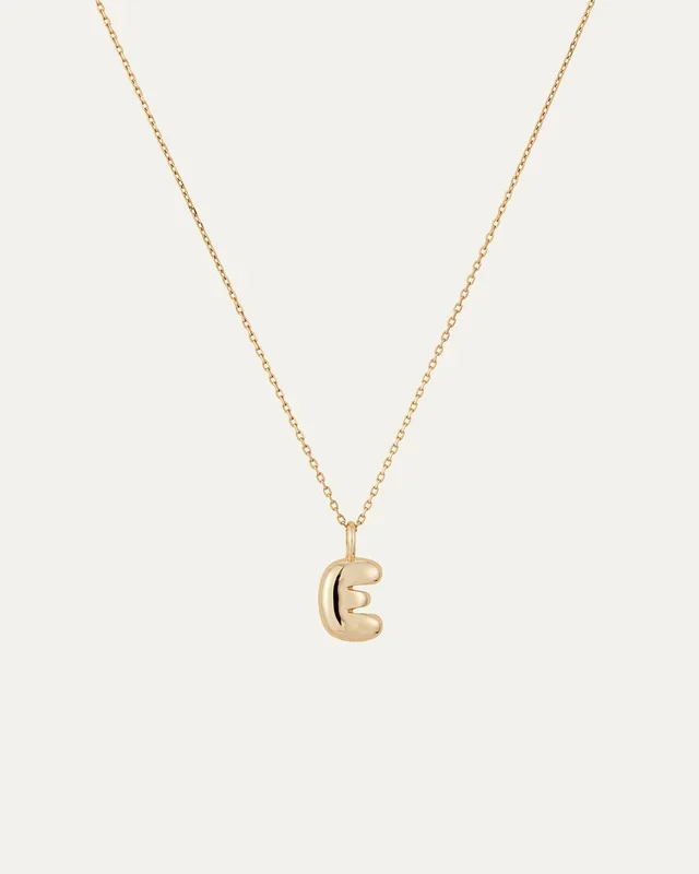 14K Gold Bubble Letter Necklace – E
