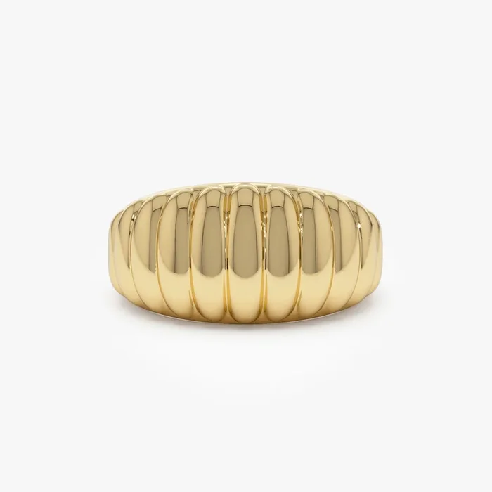 14k Gold Chunky Ribbed Statement Ring