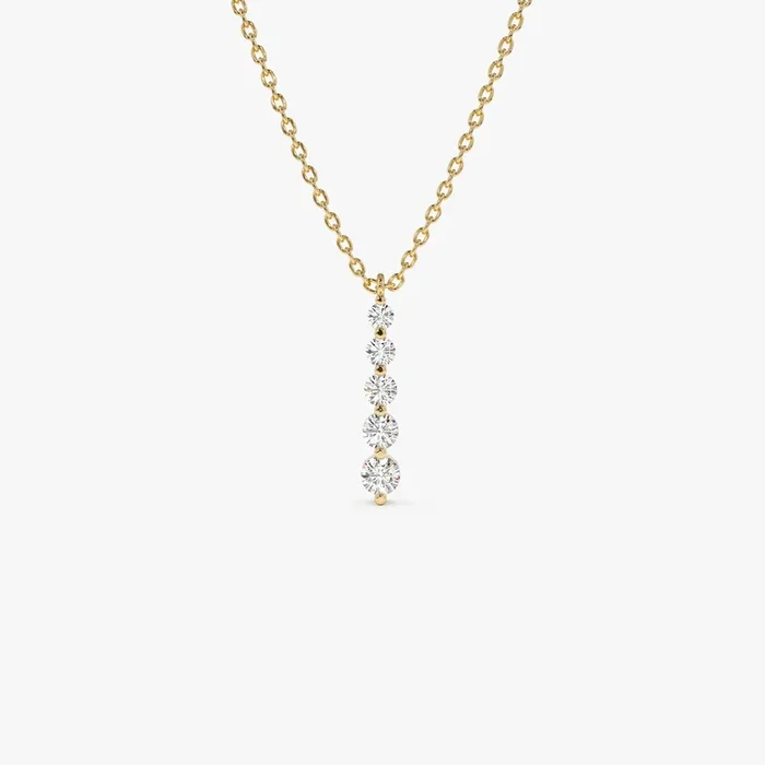 14k Gold Diamond Bar Necklace