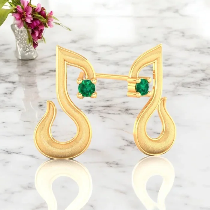 14K Gold Elegant Heritage Stud Earrings Inspired By Indian Artistry