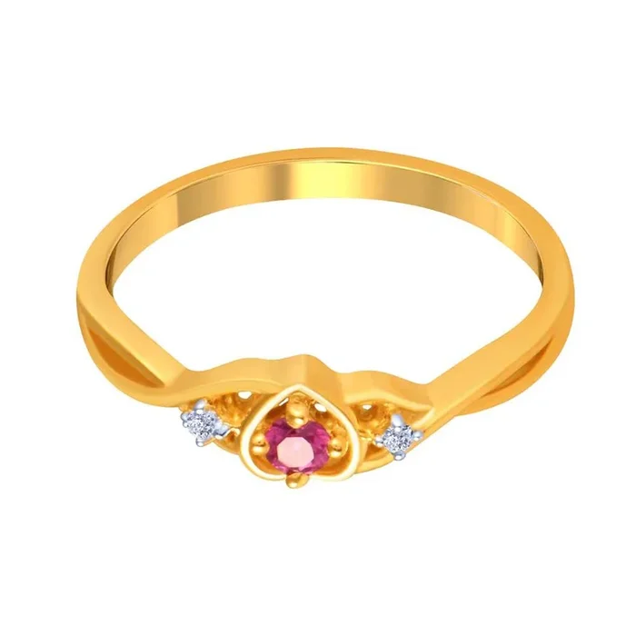 14k Gold Heart Pink And Yellow Ring