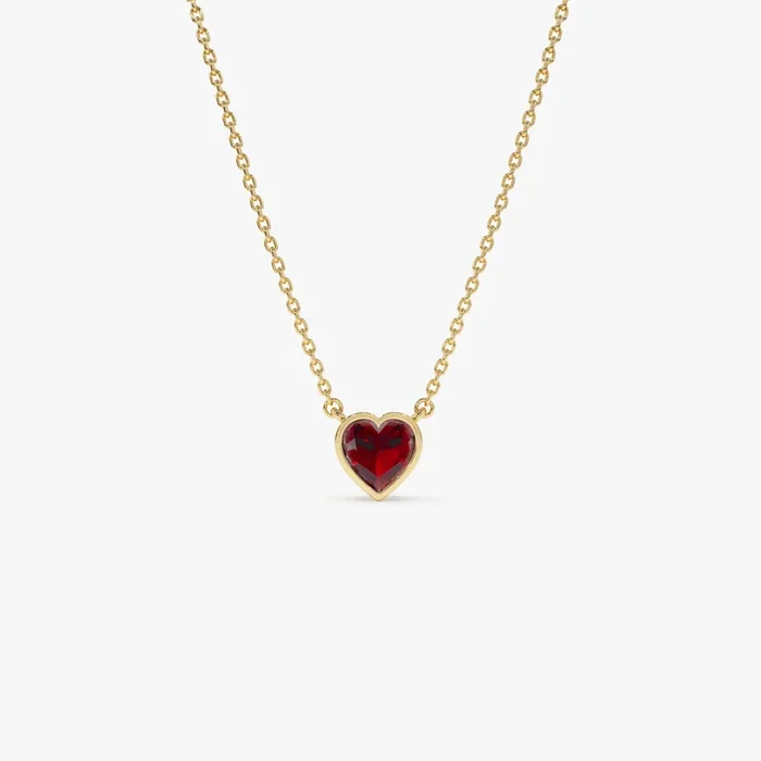 14K Gold Heart Shaped Garnet Layering Necklace