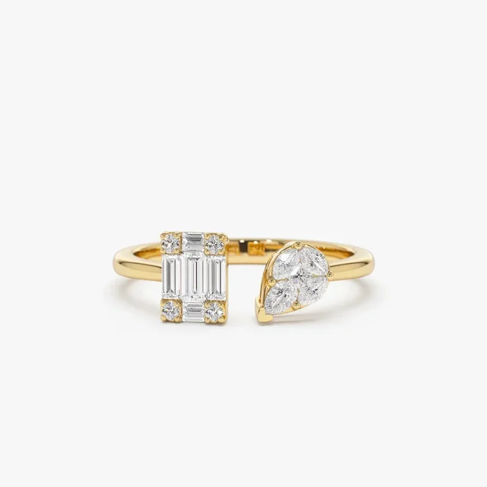 14k Gold Illusion Setting Diamond Toi et Moi Ring