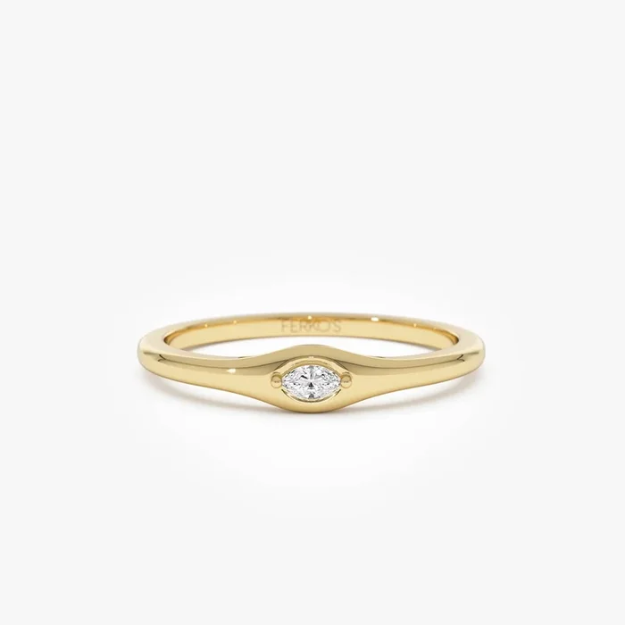 14k Gold Marquise Diamond Stacking Ring