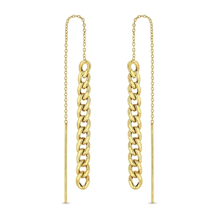 14k Gold Medium Curb Chain Drop Threaders