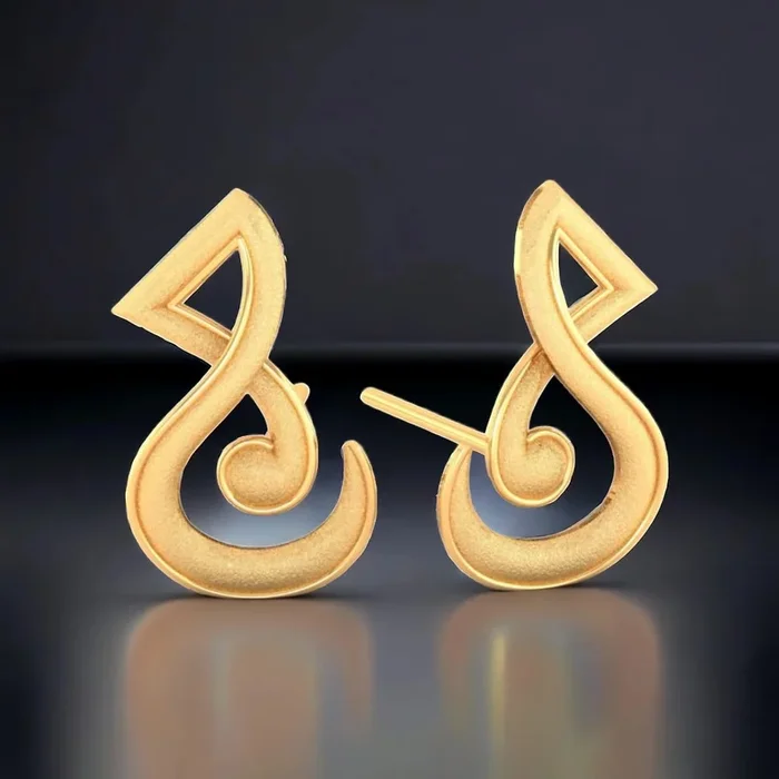 14K Gold Melodic Stud Earrings With A Musical Note Design