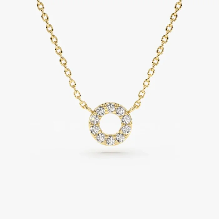 14K Gold Mini Diamond Circle Necklace