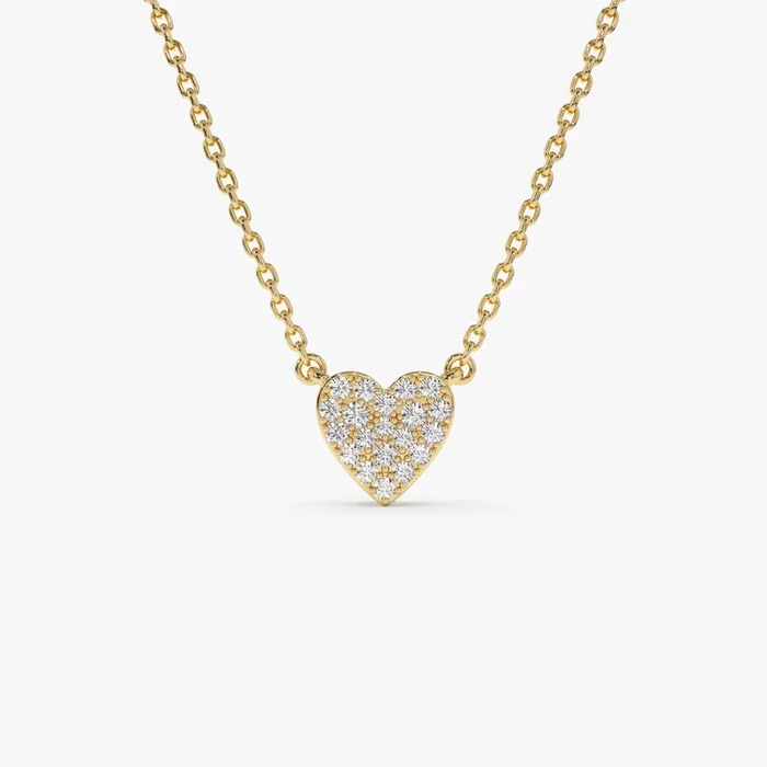 14k Gold Mini Heart Diamond Necklace