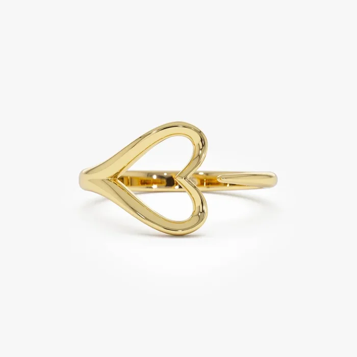 14k Gold Minimalist Heart Outline Band