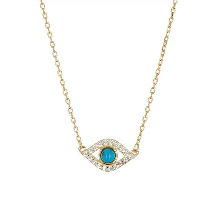14k Gold Plated Evil Eye Charm Necklace