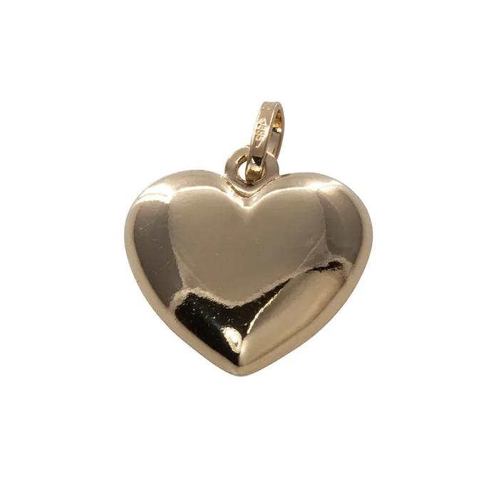 14K Gold Puffed Heart Pendant