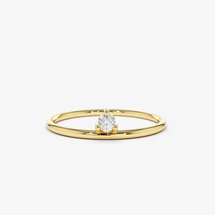 14K Gold Single Floating Diamond Ring