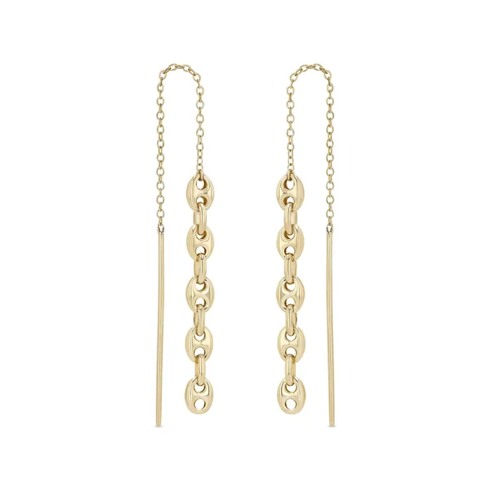 14k Gold Small Mariner Chain Drop Threaders