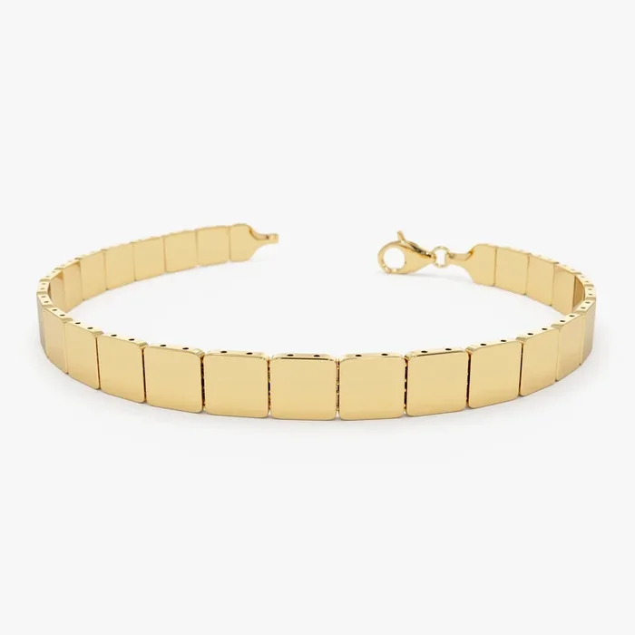 14k Gold Square Link Stacking Bracelet