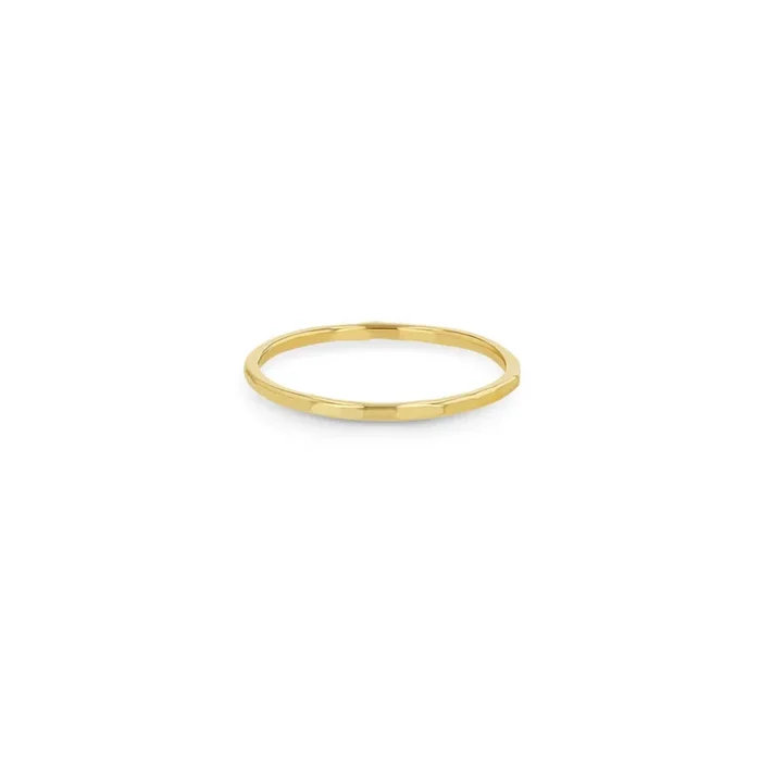 14k Gold Thin Hammered Band Ring