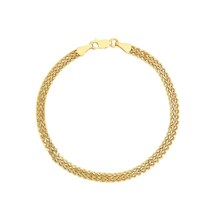 14k Gold Two-Row Bracelet, 7.5″