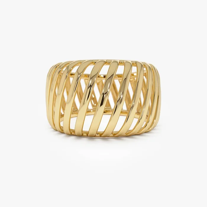 14k Gold Wide Cage Band Ring