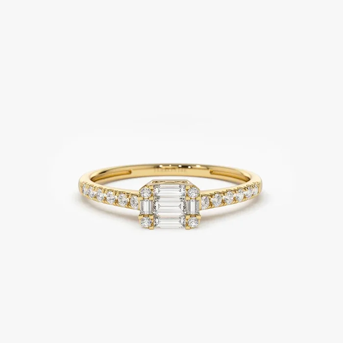 14k Illusion Setting East to West Baguette Diamond Ring