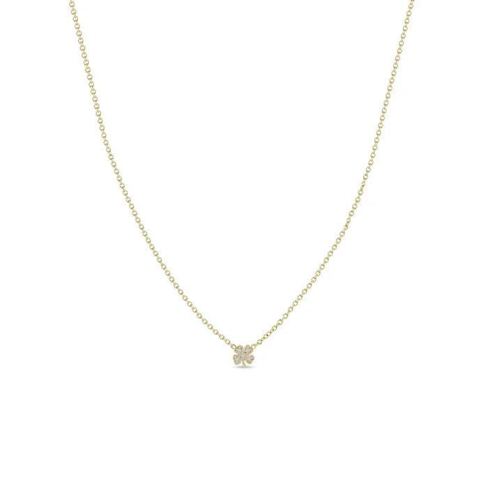 14k Itty Bitty Diamond Clover Necklace