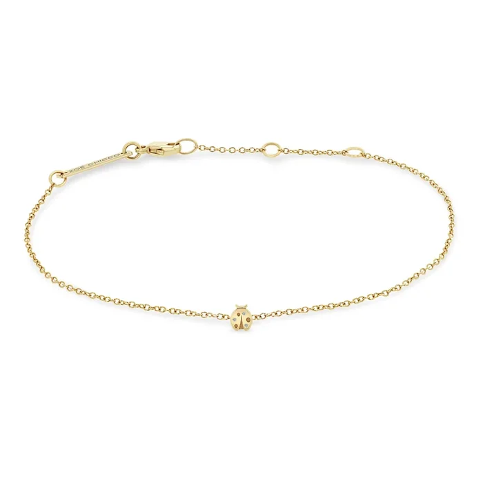 14k Itty Bitty Diamond Ladybug Bracelet