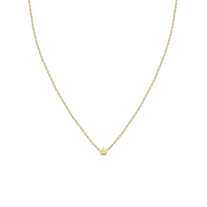 14k Itty Bitty Pavé Diamond Crown Necklace
