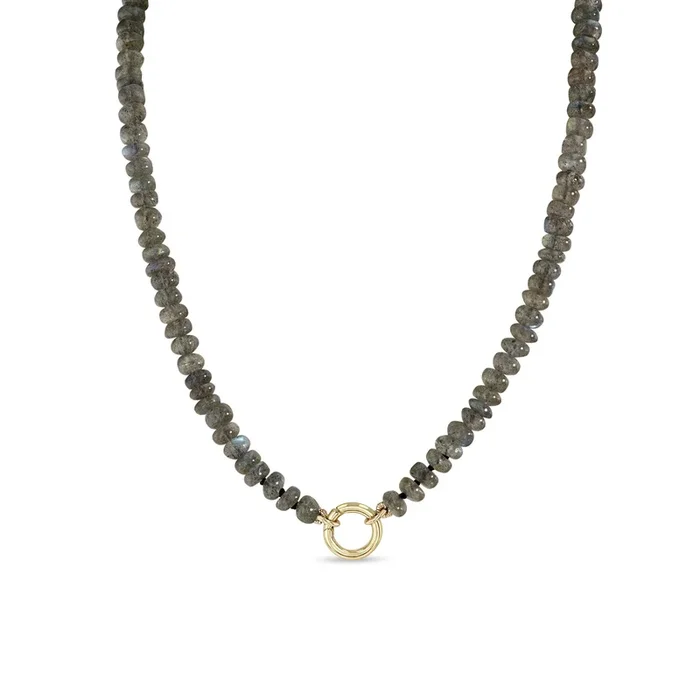 14k Labradorite Rondelle Bead Round Enhancer Necklace