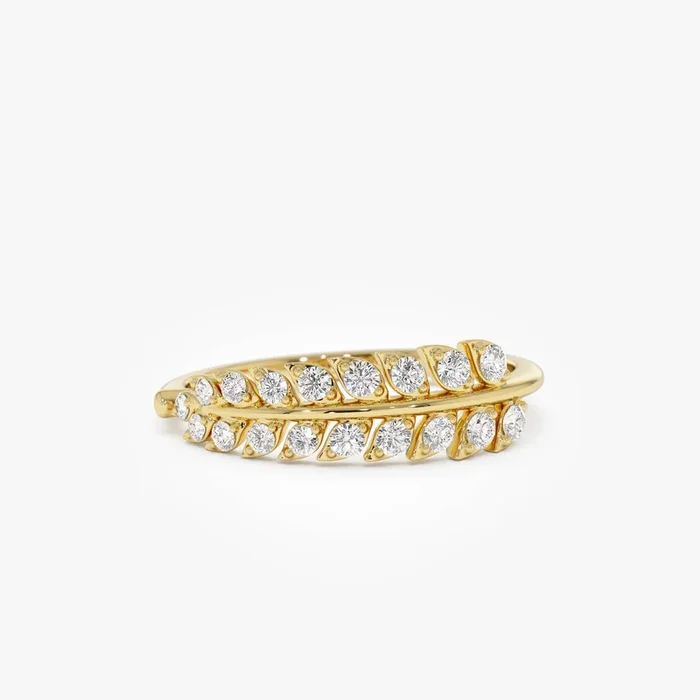 14k Leaf Inspired Diamond Wrap Ring