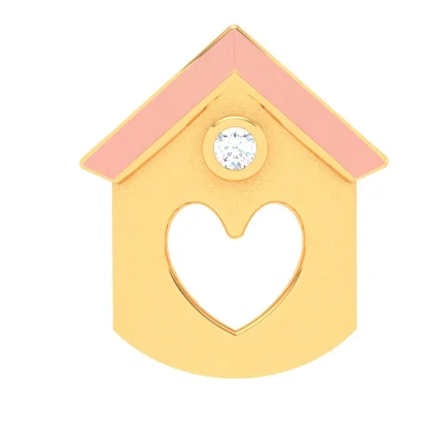 14k Little Home Shape With A Yellow Stone Gold Pendant From Online Exclusive