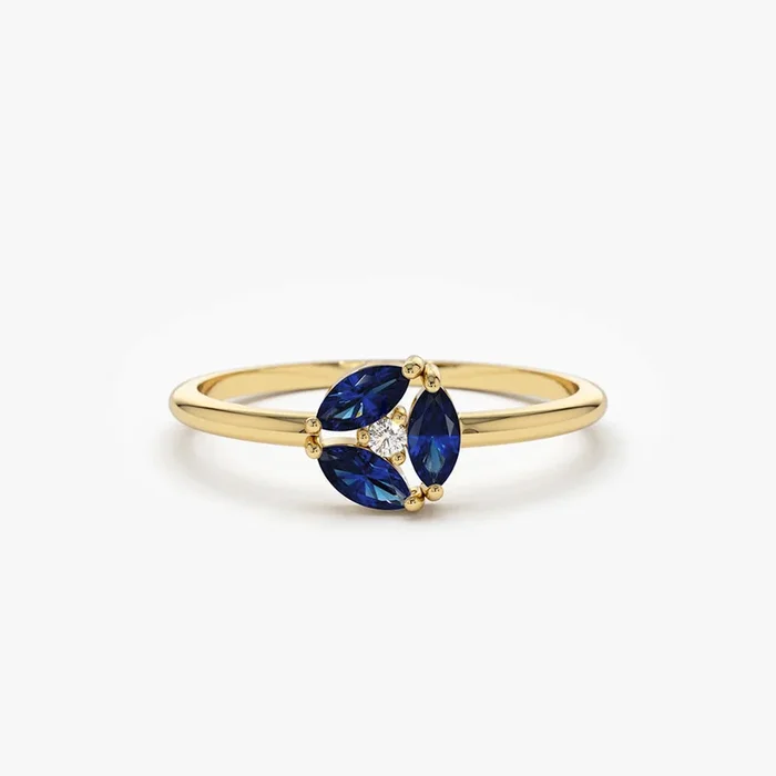 14k Marquise Sapphire Cluster Ring