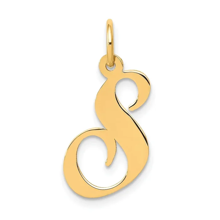 14K Medium Fancy Script Initial S Charm