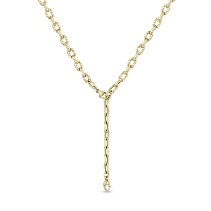 14k Medium Square Oval Link Chain Necklace with Lobster Clasps