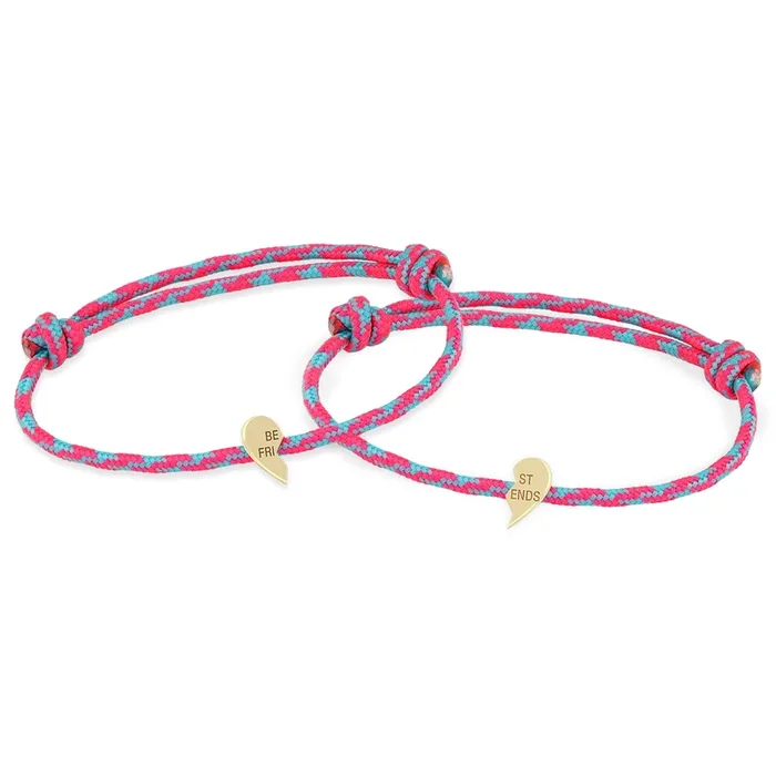 14k Midi Bitty Best Friends Heart Paracord Bracelet Set