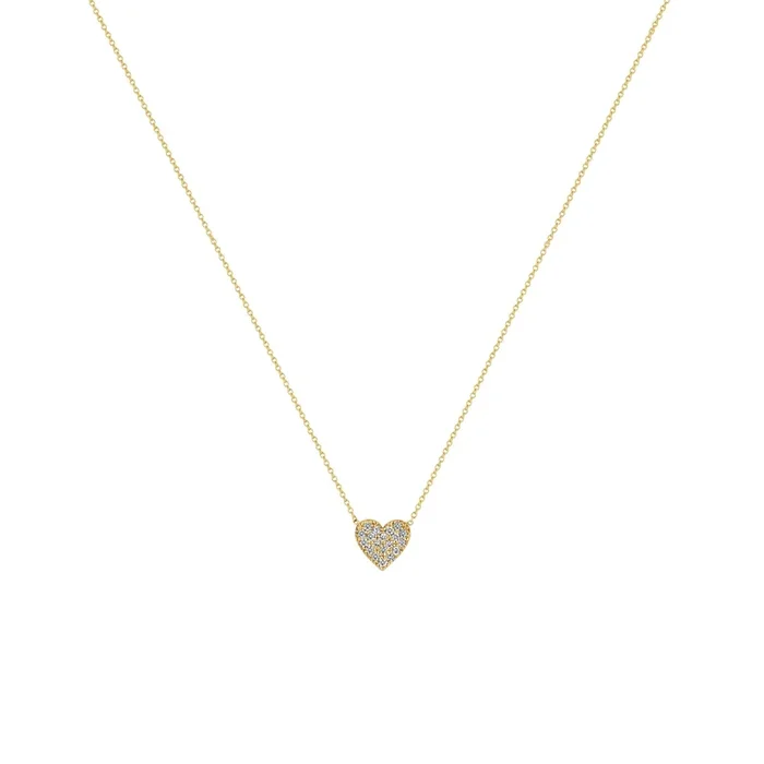 14k Midi Bitty Pavé Diamond Heart Necklace
