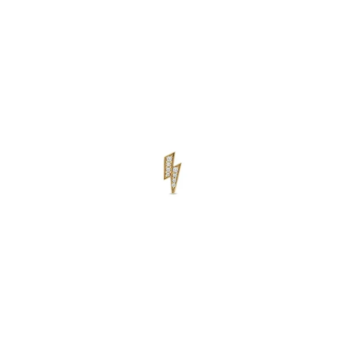 14k Midi Bitty Pavé Diamond Lightning Bolt Stud