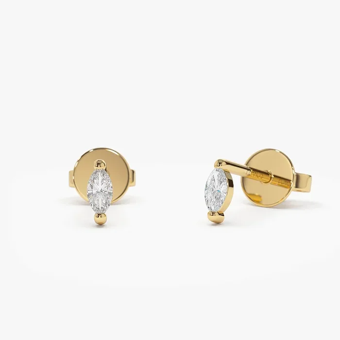 14k Mini Marquise Diamond Studs
