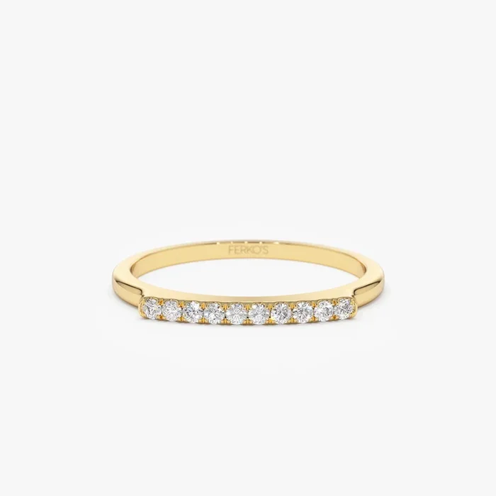14k Pave Diamond Bar Ring
