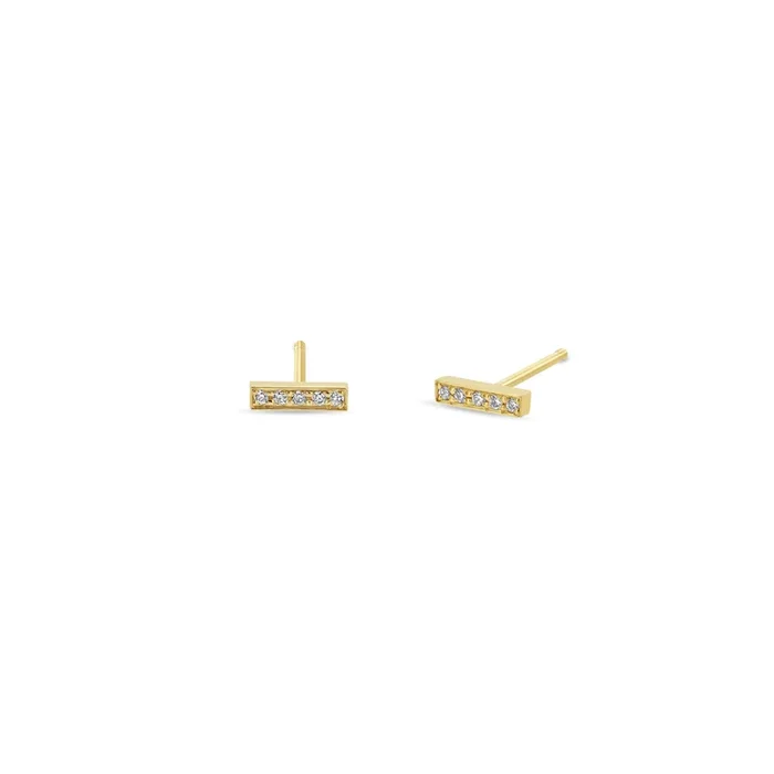 14k Pavé Diamond Bar Studs