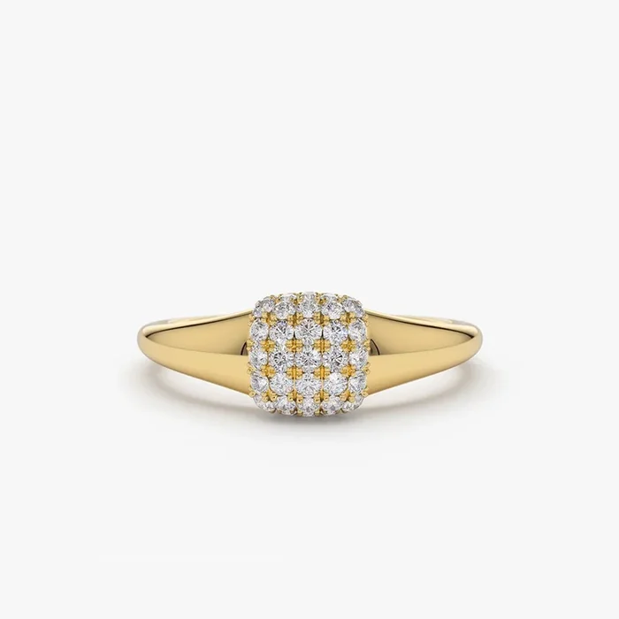 14k Pave Diamond Pinky Ring