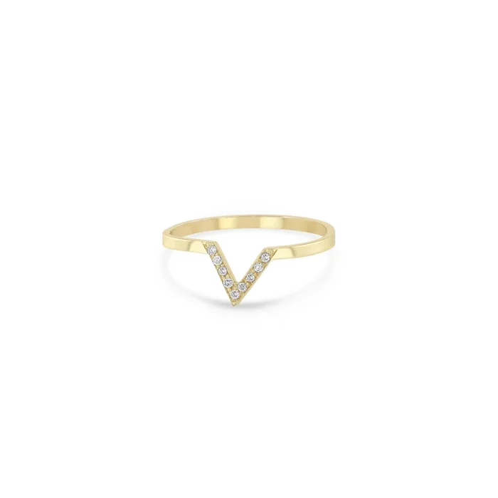 14k Pavé Small V Ring