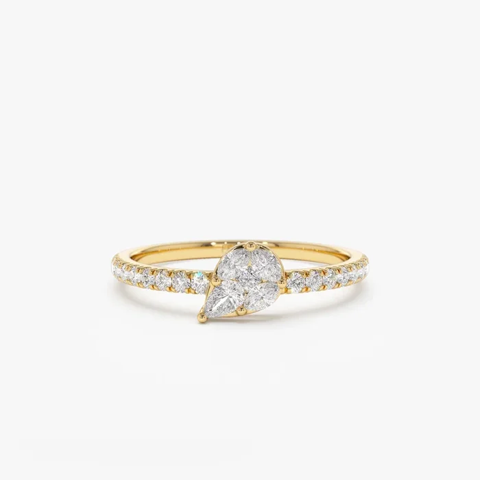 14k Pear Shape Illusion Setting Diamond Engagement Ring