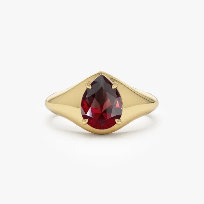 14K Pear Shaped Garnet Statement Ring