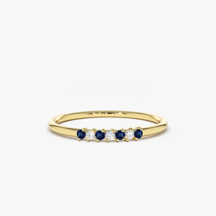 14k Petite Sapphire and Diamond Ring