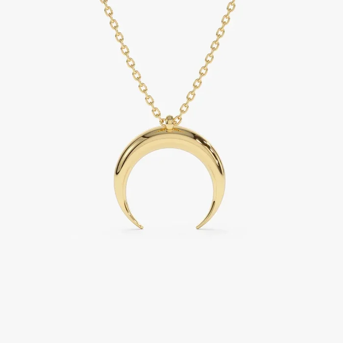 14K Plain Gold Crescent Moon Necklace