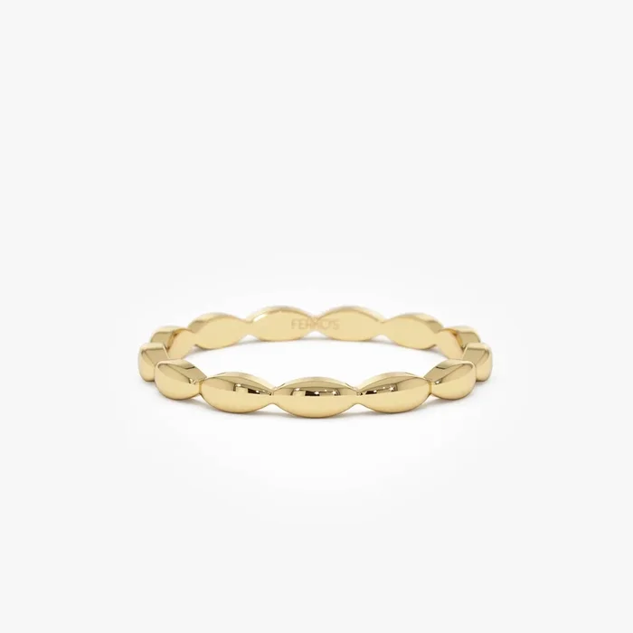 14k Plain Gold Minimalist Marquise Shape Ring