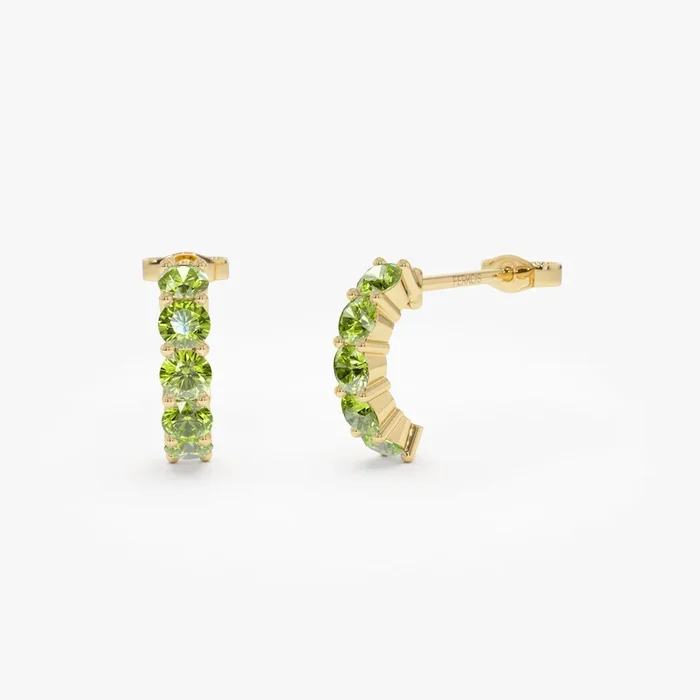 14K Prong Set Peridot Half Hoops