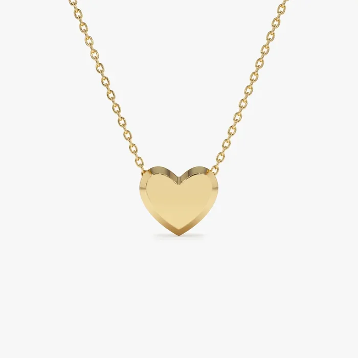 14k Puffed Heart Slider Necklace
